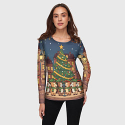 Лонгслив женский Новогодний хор лошадок, цвет: 3D-принт — фото 2