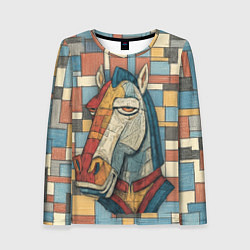 Женский лонгслив Конь и квадраты