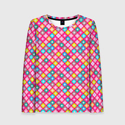 Лонгслив женский Разноцветный цветочный узор ретро, цвет: 3D-принт