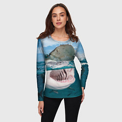 Лонгслив женский Хищная акула, цвет: 3D-принт — фото 2
