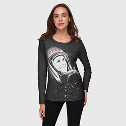 Лонгслив женский Гагарин в космосе, цвет: 3D-принт — фото 2