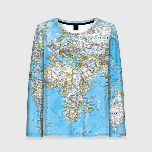 Женский лонгслив Карта мира - политическая / 3D-принт – фото 1