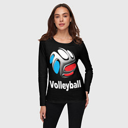 Лонгслив женский Волейбольный мяч российский триколор, цвет: 3D-принт — фото 2