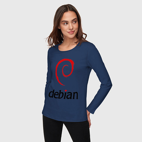 Женский лонгслив Debian / Тёмно-синий – фото 3
