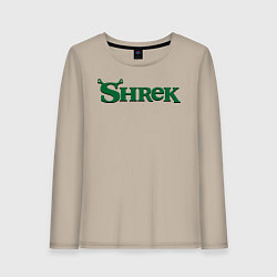 Лонгслив хлопковый женский Shrek: Logo, цвет: миндальный