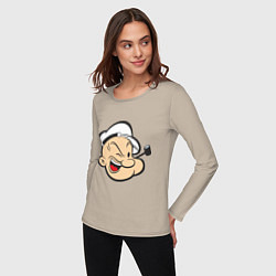 Лонгслив хлопковый женский Popeye Face, цвет: миндальный — фото 2