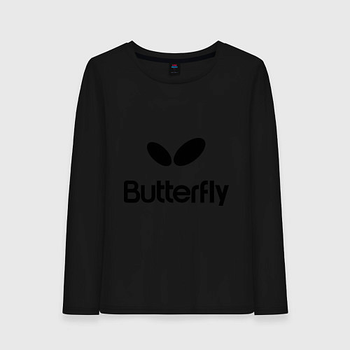 Женский лонгслив Butterfly Logo / Черный – фото 1