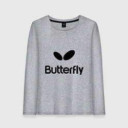 Лонгслив хлопковый женский Butterfly Logo, цвет: меланж