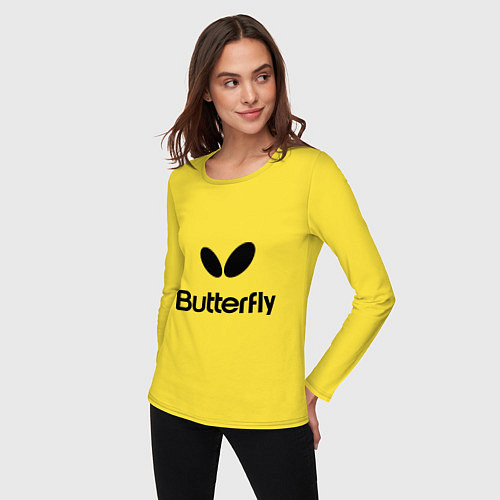 Женский лонгслив Butterfly Logo / Желтый – фото 3