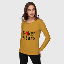 Лонгслив хлопковый женский Poker Stars, цвет: горчичный — фото 2