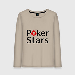 Лонгслив хлопковый женский Poker Stars, цвет: миндальный