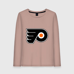 Лонгслив хлопковый женский Philadelphia Flyers, цвет: пыльно-розовый