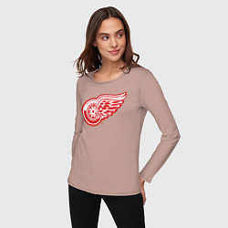 Лонгслив хлопковый женский Detroit Red Wings, цвет: пыльно-розовый — фото 2