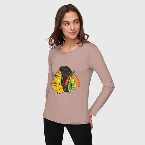 Женский лонгслив Chicago Blackhawks / Пыльно-розовый – фото 3