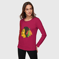 Лонгслив хлопковый женский Chicago Blackhawks, цвет: маджента — фото 2