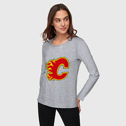 Лонгслив хлопковый женский Calgary Flames, цвет: меланж — фото 2