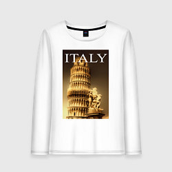 Лонгслив хлопковый женский Leaning tower of Pisa, цвет: белый