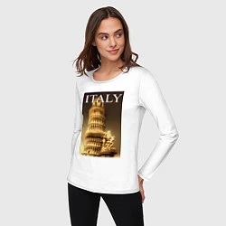 Лонгслив хлопковый женский Leaning tower of Pisa, цвет: белый — фото 2