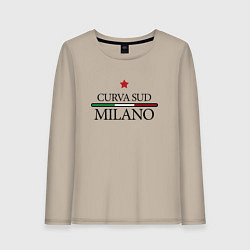 Лонгслив хлопковый женский Curva Sud: Milano FC цвета миндальный — фото 1