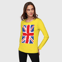 Лонгслив хлопковый женский Британский флаг, цвет: желтый — фото 2