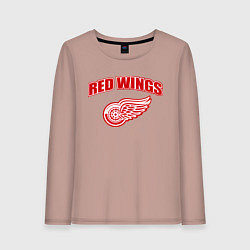 Лонгслив хлопковый женский Detroit Red Wings, цвет: пыльно-розовый