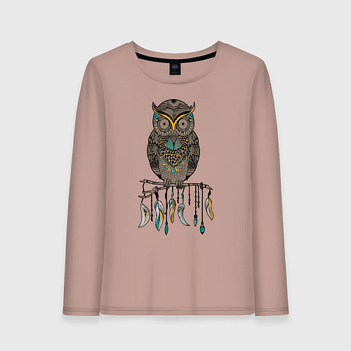 Женский лонгслив Сова-шаман / Пыльно-розовый – фото 1