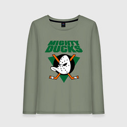 Лонгслив хлопковый женский Anaheim Mighty Ducks, цвет: авокадо