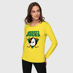 Лонгслив хлопковый женский Anaheim Mighty Ducks, цвет: желтый — фото 2