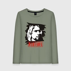 Лонгслив хлопковый женский Nirvana: Kurt Cobain, цвет: авокадо