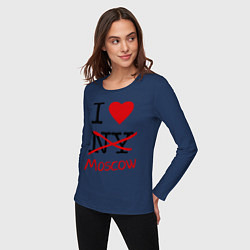 Лонгслив хлопковый женский I love Moscow, цвет: тёмно-синий — фото 2