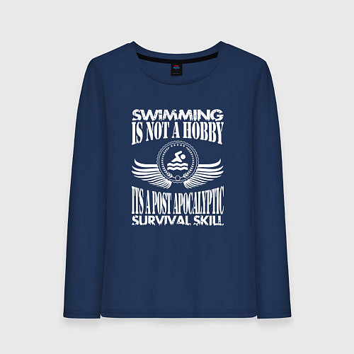 Женский лонгслив Swimming / Тёмно-синий – фото 1