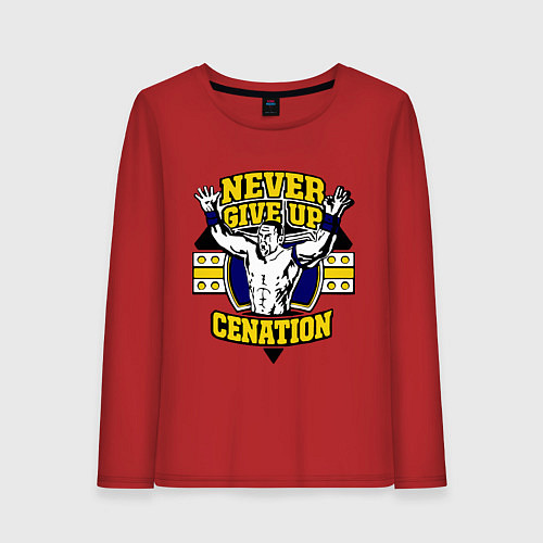 Женский лонгслив Never Give Up: Cenation / Красный – фото 1