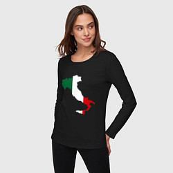 Лонгслив хлопковый женский Италия (Italy), цвет: черный — фото 2