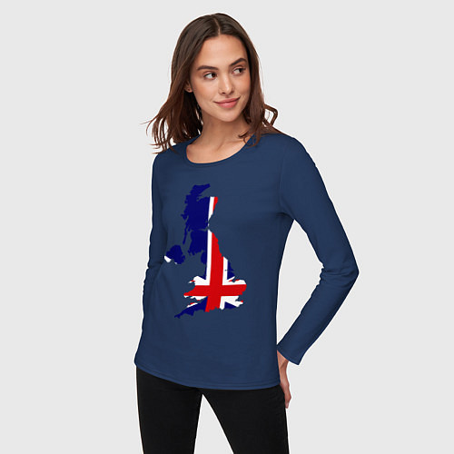 Женский лонгслив Великобритания (Great Britain) / Тёмно-синий – фото 3