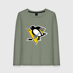 Лонгслив хлопковый женский Pittsburgh Penguins, цвет: авокадо