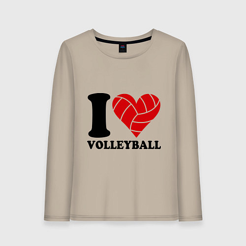 Женский лонгслив I love volleyball - Я люблю волейбол / Миндальный – фото 1