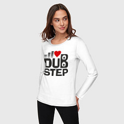 Лонгслив хлопковый женский Dubstep love, цвет: белый — фото 2