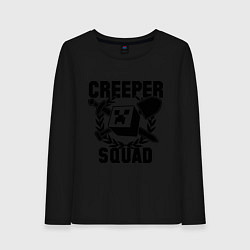 Лонгслив хлопковый женский Creeper Squad, цвет: черный