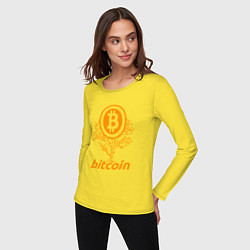 Лонгслив хлопковый женский Bitcoin Tree, цвет: желтый — фото 2