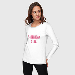 Лонгслив хлопковый женский Birthday Girl, цвет: белый — фото 2