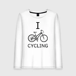 Лонгслив хлопковый женский I love cycling, цвет: белый
