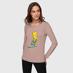 Лонгслив хлопковый женский Bad Bart, цвет: пыльно-розовый — фото 2