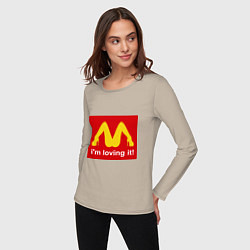 Лонгслив хлопковый женский Im lovin it!, цвет: миндальный — фото 2