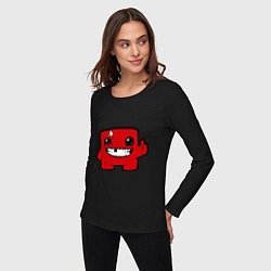 Лонгслив хлопковый женский Super Meat Boy, цвет: черный — фото 2