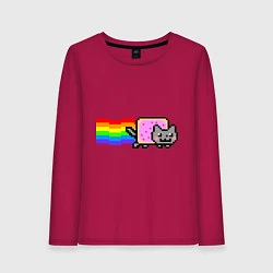 Лонгслив хлопковый женский Nyan Cat, цвет: маджента