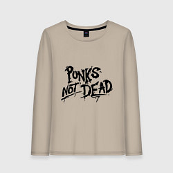 Лонгслив хлопковый женский Punks not dead, цвет: миндальный