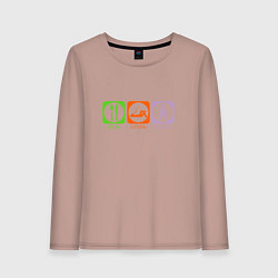 Лонгслив хлопковый женский Есть, спать, бурить, цвет: пыльно-розовый