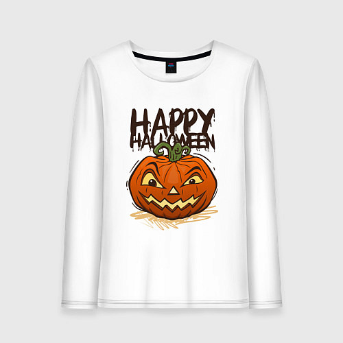 Женский лонгслив Happy halloween / Белый – фото 1