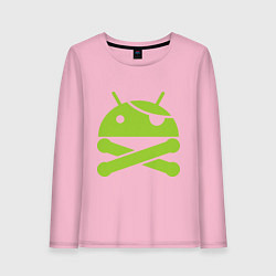 Лонгслив хлопковый женский Android super user, цвет: светло-розовый