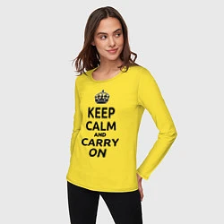 Лонгслив хлопковый женский Keep Calm & Carry On, цвет: желтый — фото 2